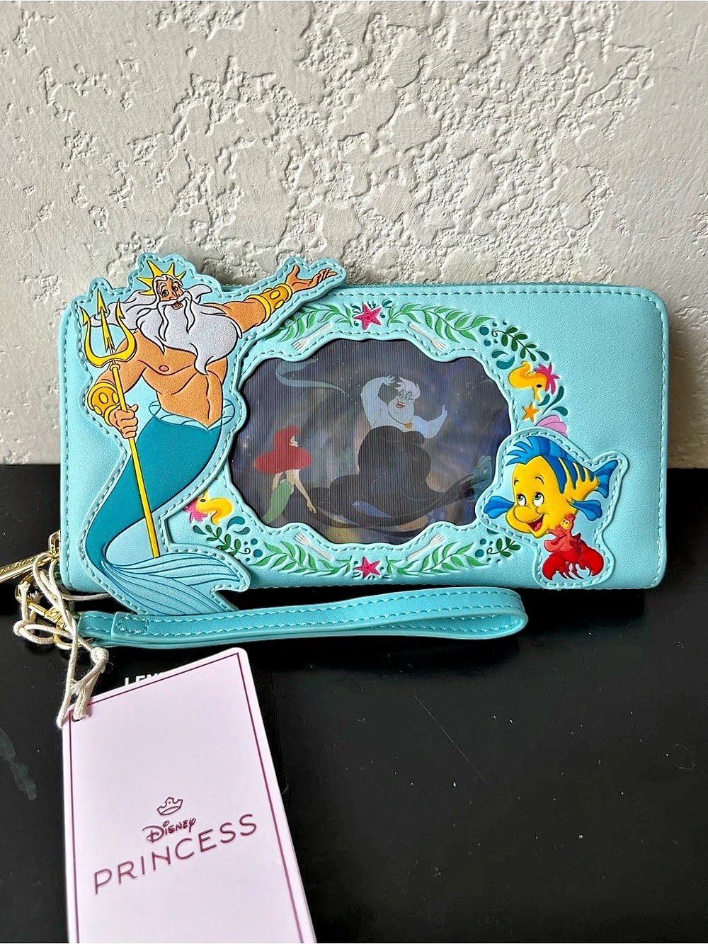 Loungefly Disney Little Mermaid Princess Series Lenticular Zip Wristlet Wallet